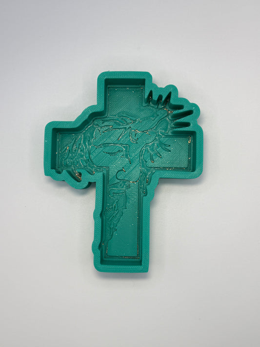 Cross with Jesus Face Freshie Mold | Silicone Freshie Mold