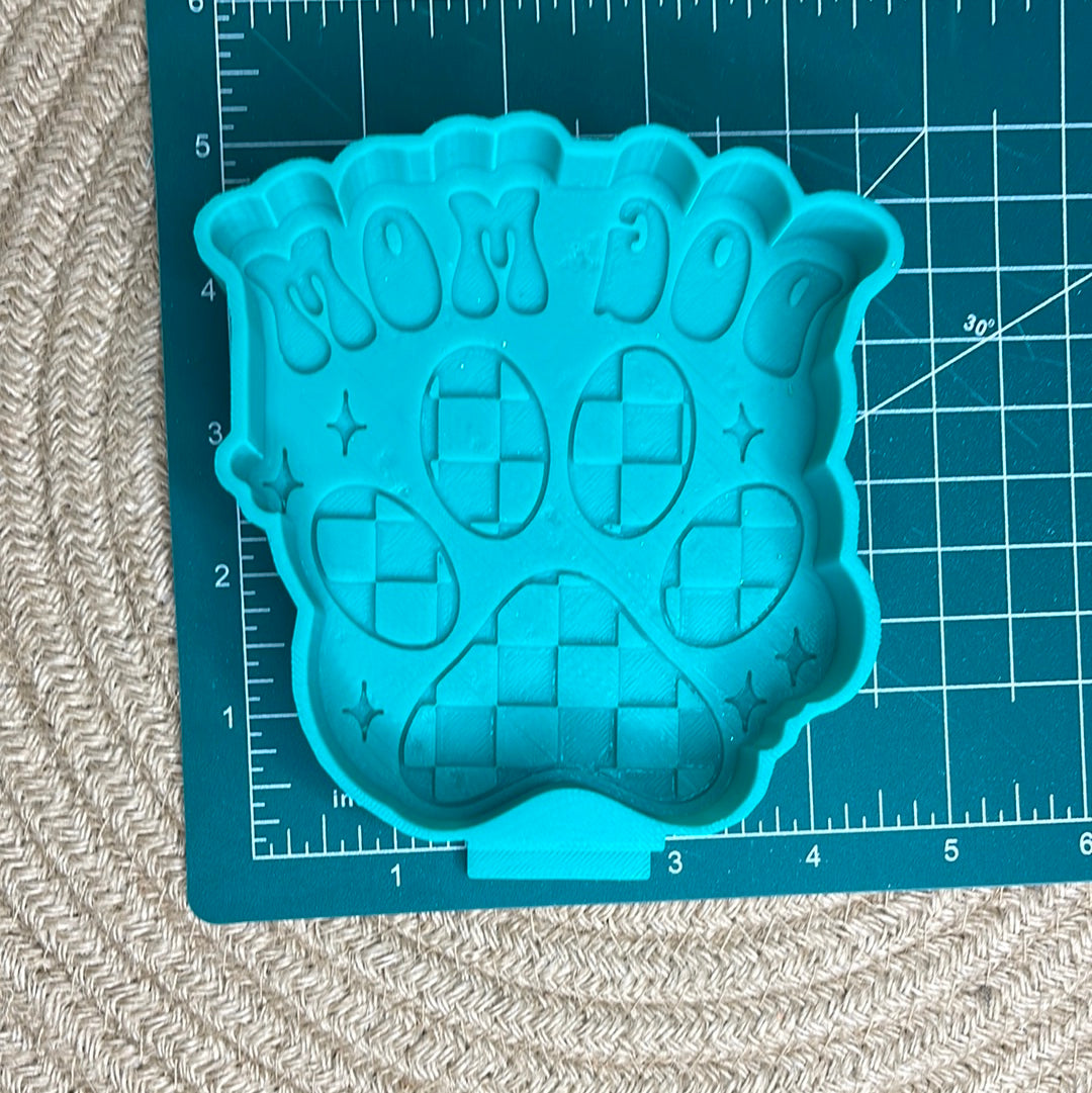 Checkered Paw Dog Mom Freshie Mold | Silicone Freshie Mold