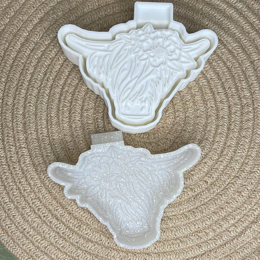 Floral Highland Cow Freshie Mold | Silicone Freshie Mold