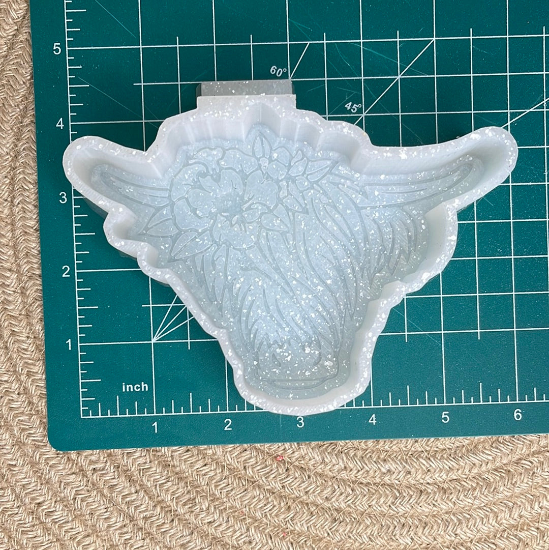 Floral Highland Cow Freshie Mold | Silicone Freshie Mold