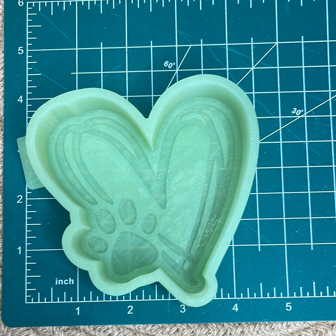 Hearts with Paw Silicone Freshie Mold