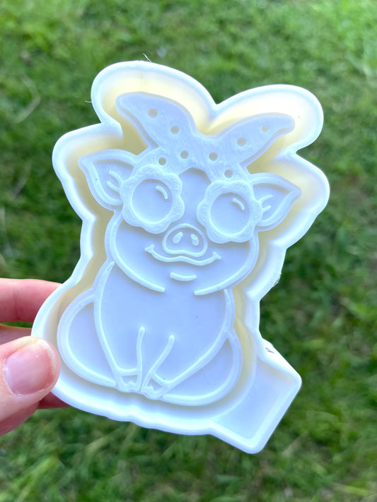 Pig with Sunglasses Freshie Mold | Silicone Freshie Mold